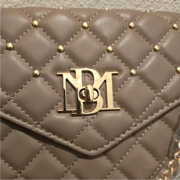 Badgley Mischka Quilted Taupe Clutch with Gold Chain NWT $129.00 - Picture 2 of 7